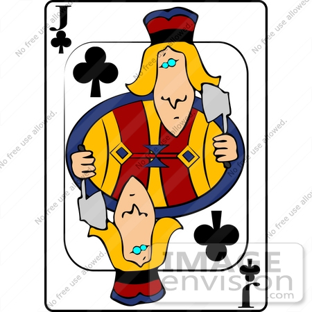 #13224 Playing Card of a Jack of Clubs Holding an Axe Clipart by DJArt