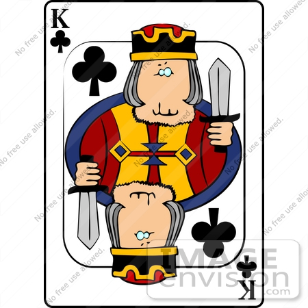 #13226 Playing Card of the King of Clubs Holding a Sword Clipart by DJArt