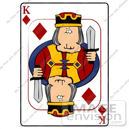 #13227 Playing Card of the King of Diamonds Holding a Sword Clipart by DJArt
