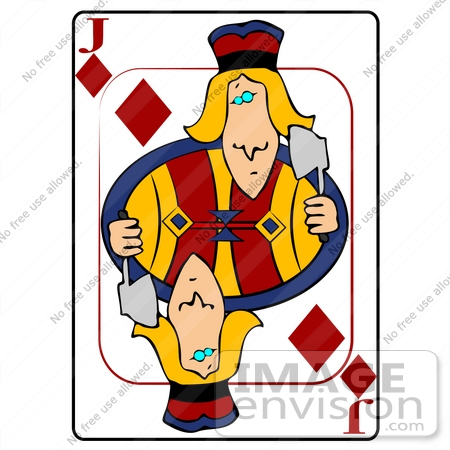 #13229 Playing Card of the Jack of Diamonds Holding an Axe Clipart by DJArt