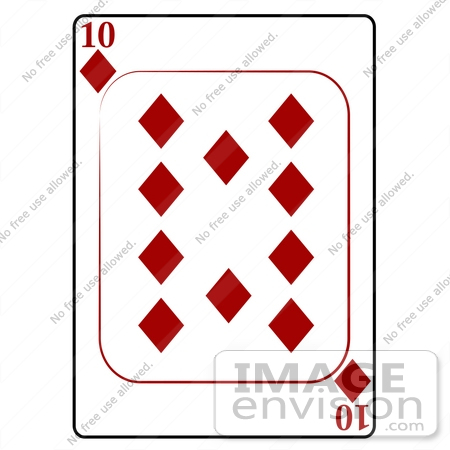 #13230 10 of Diamonds Playing Card Clipart by DJArt