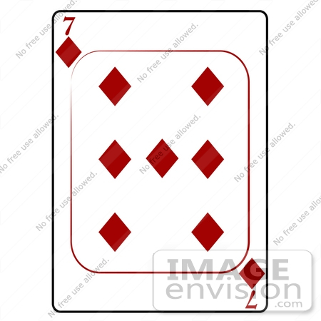 #13233 7 of Diamonds Playing Card Clipart by DJArt