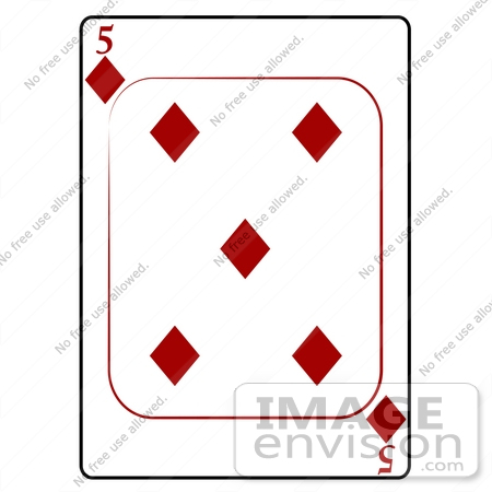 #13235 5 of Diamonds Playing Card Clipart by DJArt