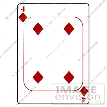 #13236 4 of Diamonds Playing Card Clipart by DJArt