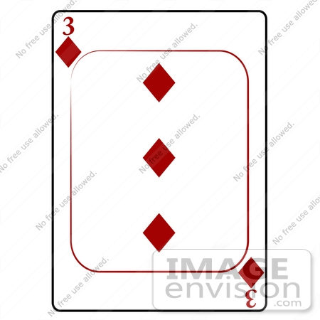 #13237 3 of Diamonds Playing Card Clipart by DJArt