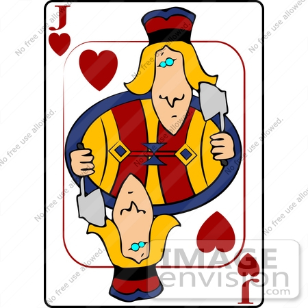 #13242 Playing Card of the Jack of Hearts Holding an Axe Clipart by DJArt
