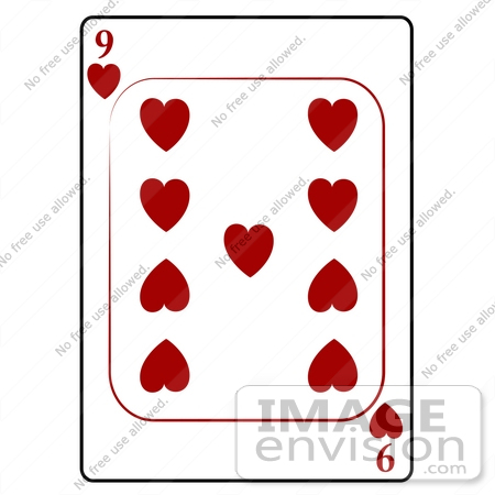 #13244 9 of Hearts Playing Card Clipart by DJArt