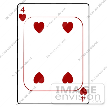#13249 4 of Hearts Playing Card Clipart by DJArt