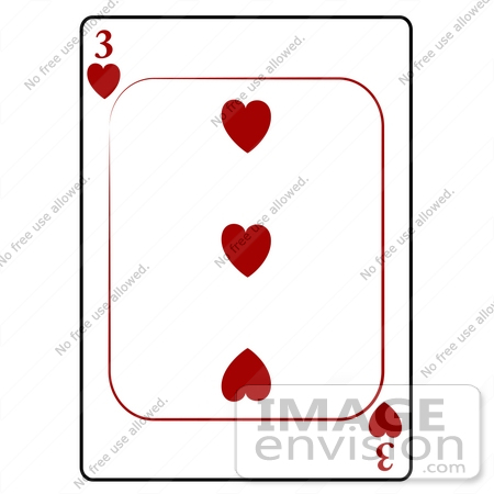 #13250 3 of Hearts Playing Card Clipart by DJArt