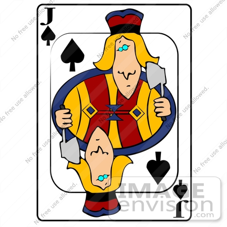 #13255 Playing Card of the Jack of Spades Holding an Axe Clipart by DJArt