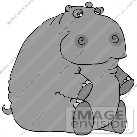 #13270 Sitting Hippo Clipart by DJArt
