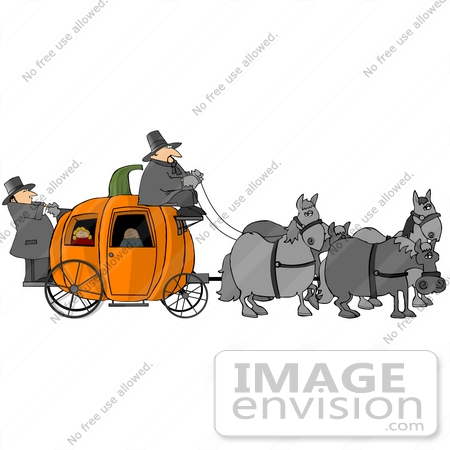#13273 Children Riding in a Halloween Pumpkin Carriage Clipart by DJArt