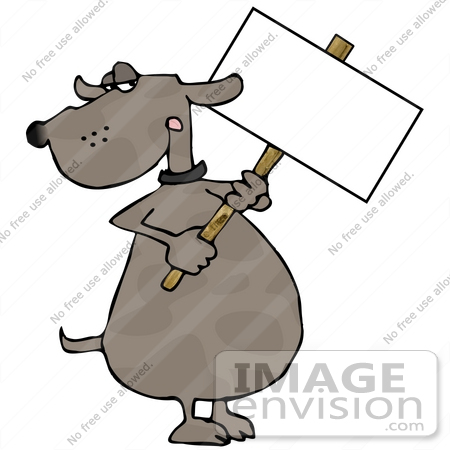 #13277 Dog Holding a Blank Sign Clipart by DJArt
