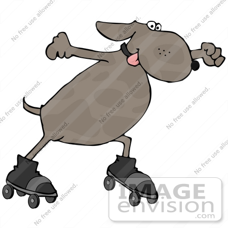 #13282 Dog Rollerskating Clipart by DJArt