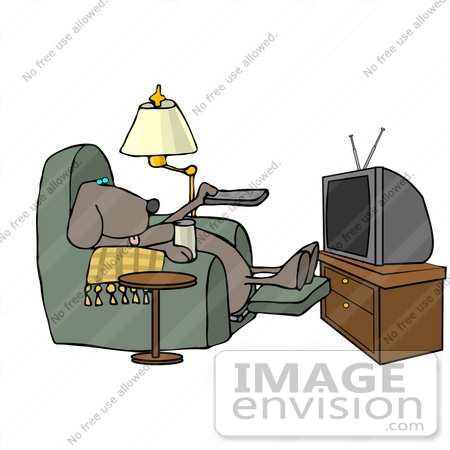 #13289 Dog Watching Television Clipart by DJArt