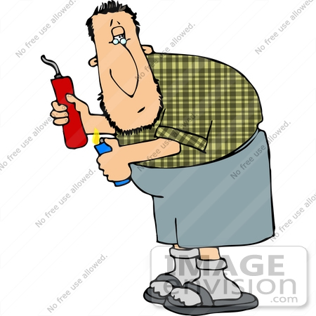 #13296 Middle Aged Caucasian Man Holding Dynamite Sticks Clipart by DJArt