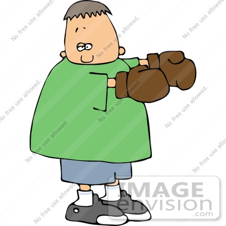 #13299 Caucasian Boy Wearing Boxing Gloves Clipart by DJArt