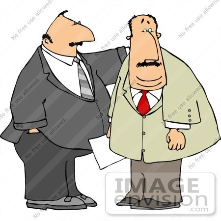 #13302 Two Middle Aged Caucasian Co-Workers Clipart by DJArt