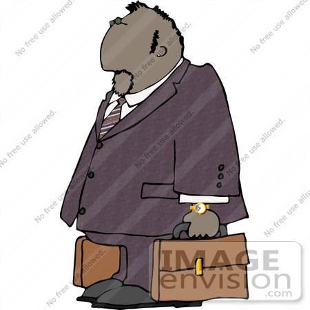 #13306 African American Business Man Carrying Luggage Clipart by DJArt