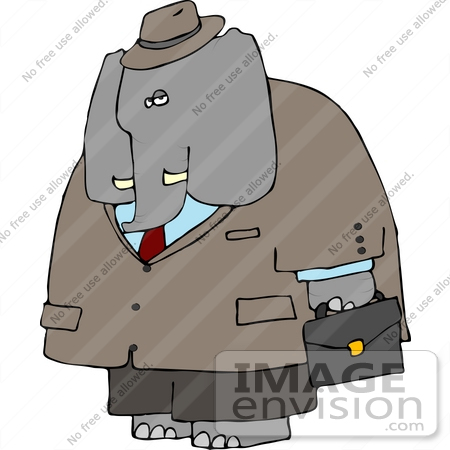 #13312 Elephant a Business Suit Clipart by DJArt