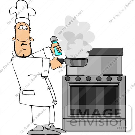 #13315 Chef Holding a Smoking Frying Pan Clipart by DJArt