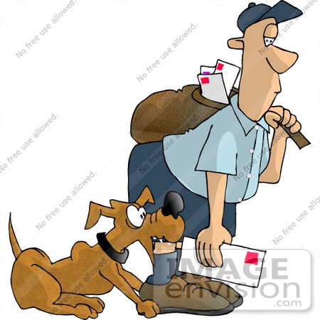 #13324 Caucasian Mail Man Being Bitten By a Dog Clipart by DJArt