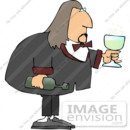 #13332 Man Serving Wine Clipart by DJArt