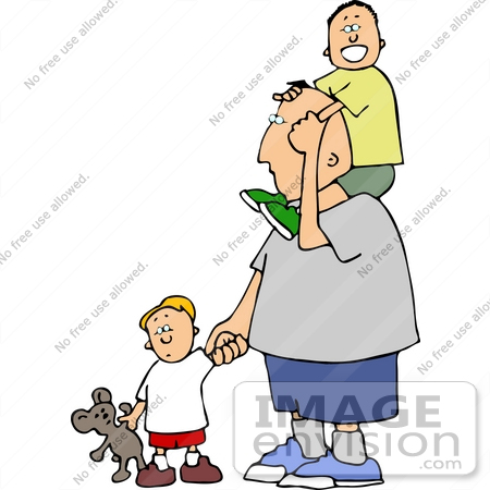 #13345 Father With His Two Sons Clipart by DJArt