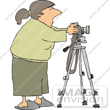 #13348 Caucasian Woman Setting The Timer on Her Camera Clipart by DJArt