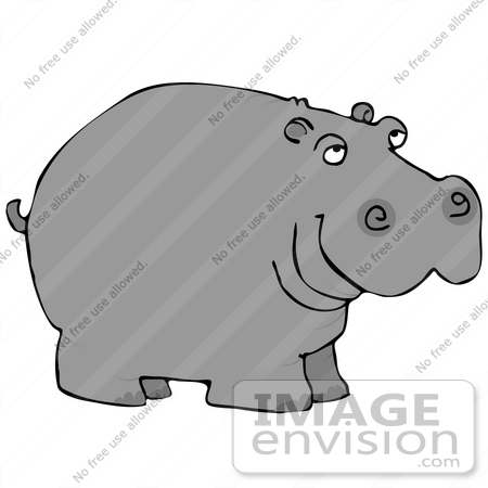 #13349 Hippo Facing Right Clipart by DJArt