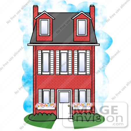 #13350 Three Story House Clipart by DJArt