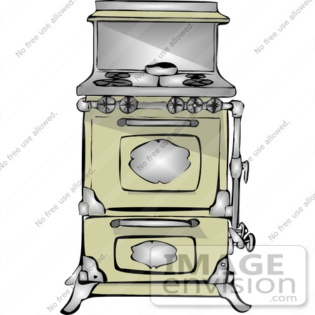 #13366 Old Fashioned Kitchen Stove and Oven Clipart by DJArt