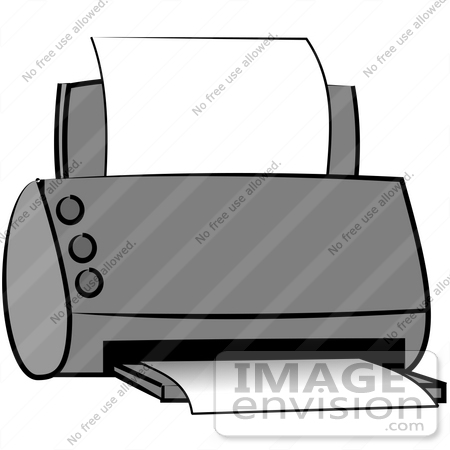 #13369 Gray Computer Printer Clipart by DJArt