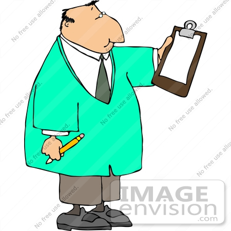 #13375 Middle Aged Caucasian Man Doctor Holding a Clipboard Clipart by DJArt