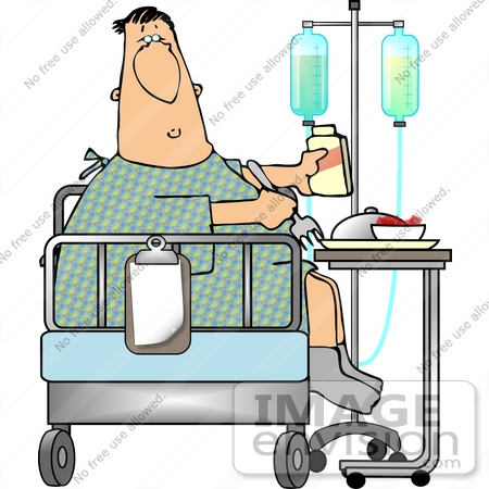 #13383 Middle Aged Caucasian Man in a Hospital, Eating a Meal Clipart by DJArt