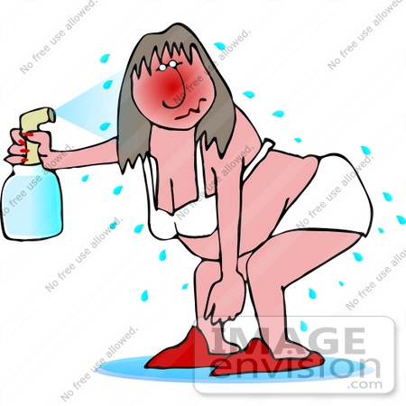 #13389 Sweaty Hot Woman Spraying Herself With Water Clipart by DJArt