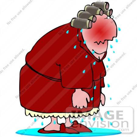 #13391 Sweaty Woman With Hot Flashes Clipart by DJArt
