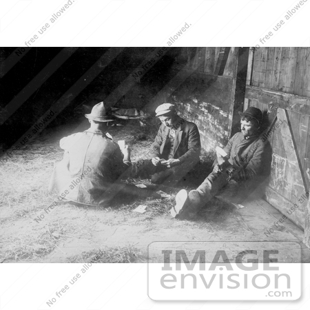 #13404 Picture of 3 Homeless Transient Men Playing Cards in a Boxcar by JVPD
