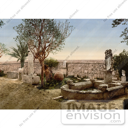 #13422 Picture of Fountain in the Garden at Carthage, Tunisia in 1899 by JVPD