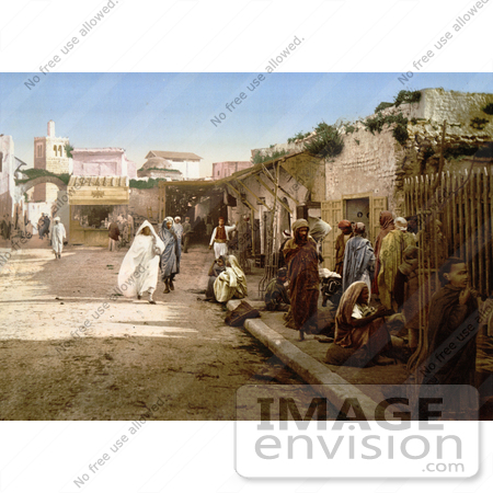 #13437 Picture of Pedestrians on Marr Street, Tunis, Tunisia in 1899 by JVPD