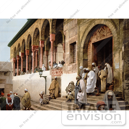#13440 Picture of Arabs Leaving a Mosque in Tunis, Tunisia by JVPD