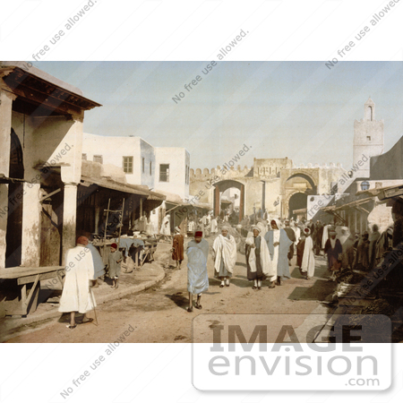 #13456 Picture of a Street Scene With People in Kairwan, Tunisia by JVPD