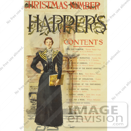 #13471 Picture of a Woman on the Contents Page of the Harper’s Christmas Number in 1893 by JVPD