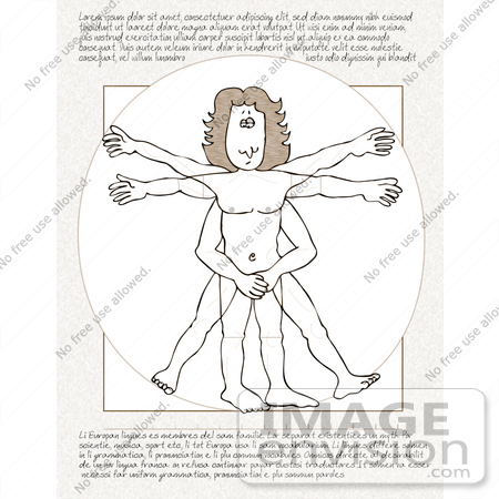 #13579 Shy and Embarassed Vitruvian Man Covering His Privates Clipart by DJArt