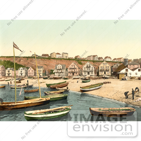 #13628 Picture of the East Beach of Helgoland With Boats and Buildings, Germany by JVPD
