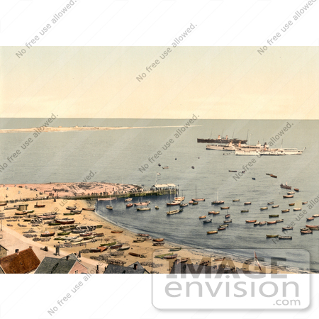 #13649 Picture of Ships, Sandbar and Pier, Heligoland, Germany by JVPD