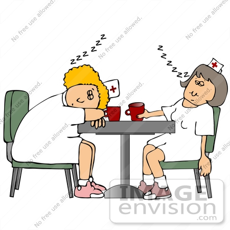 #13732 To Worn Out Registered Nurses Sleeping at Break Time Clipart by DJArt