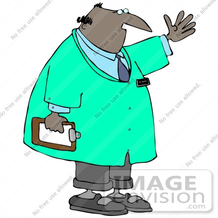 #13734 African American Doctor Man in a Green Jacket Clipart by DJArt