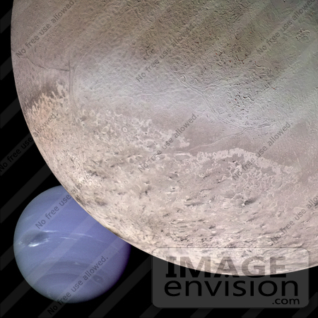 #1396 Astronomy Stock Photo of Planet Neptune and Triton by JVPD