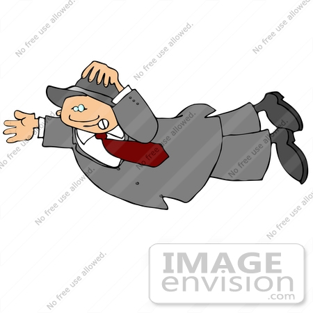 #14091 Man Flying or Being Blown in the Wind Clipart by DJArt